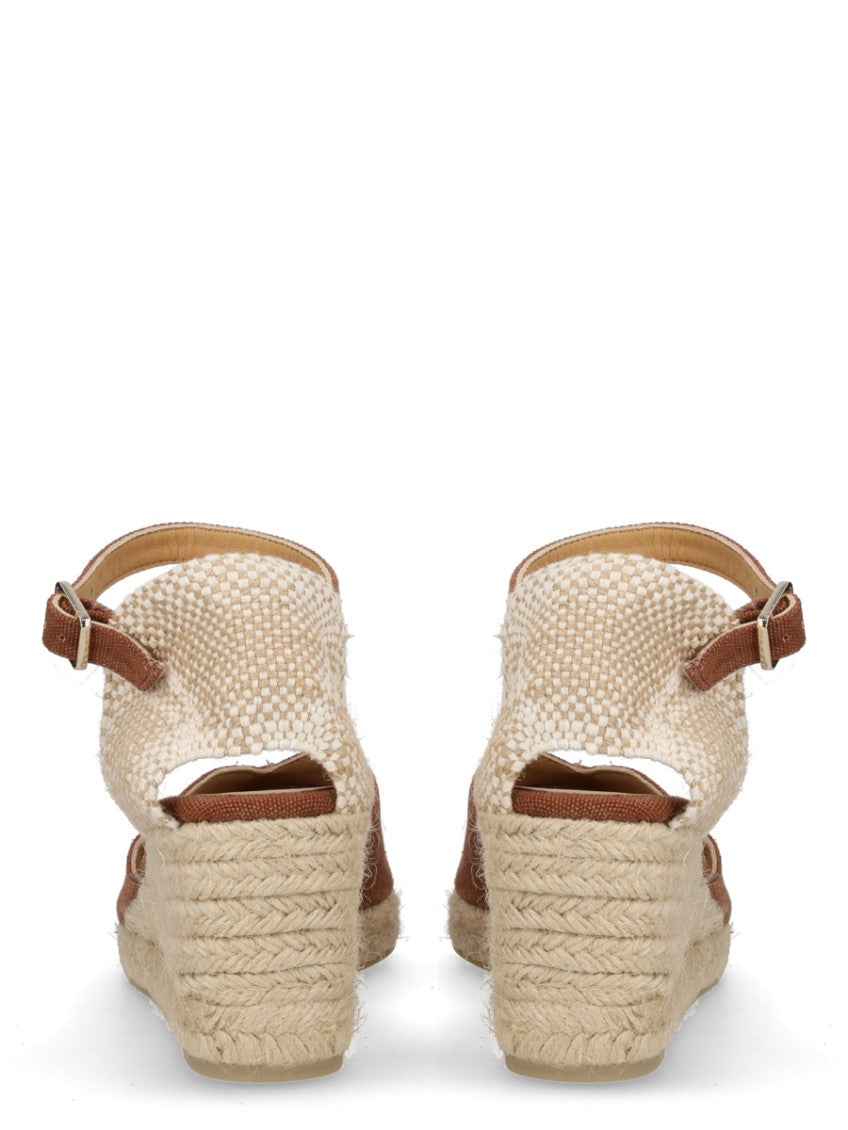 Brown Cotton Espadrille Wedges 4