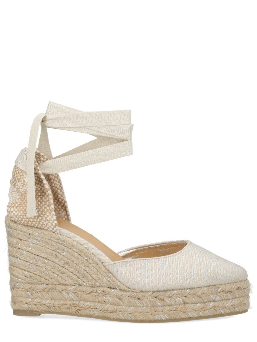 Silver Cotton Espadrille Wedges 1