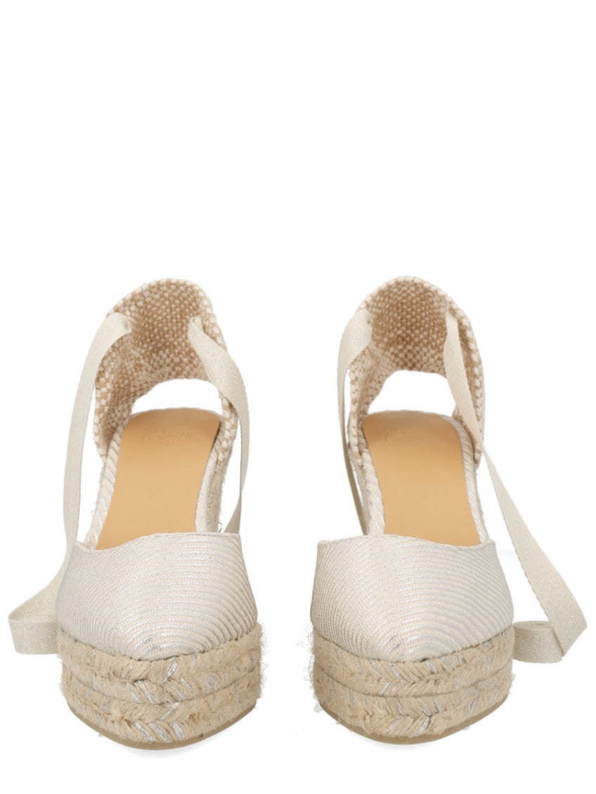 Silver Cotton Espadrille Wedges 3