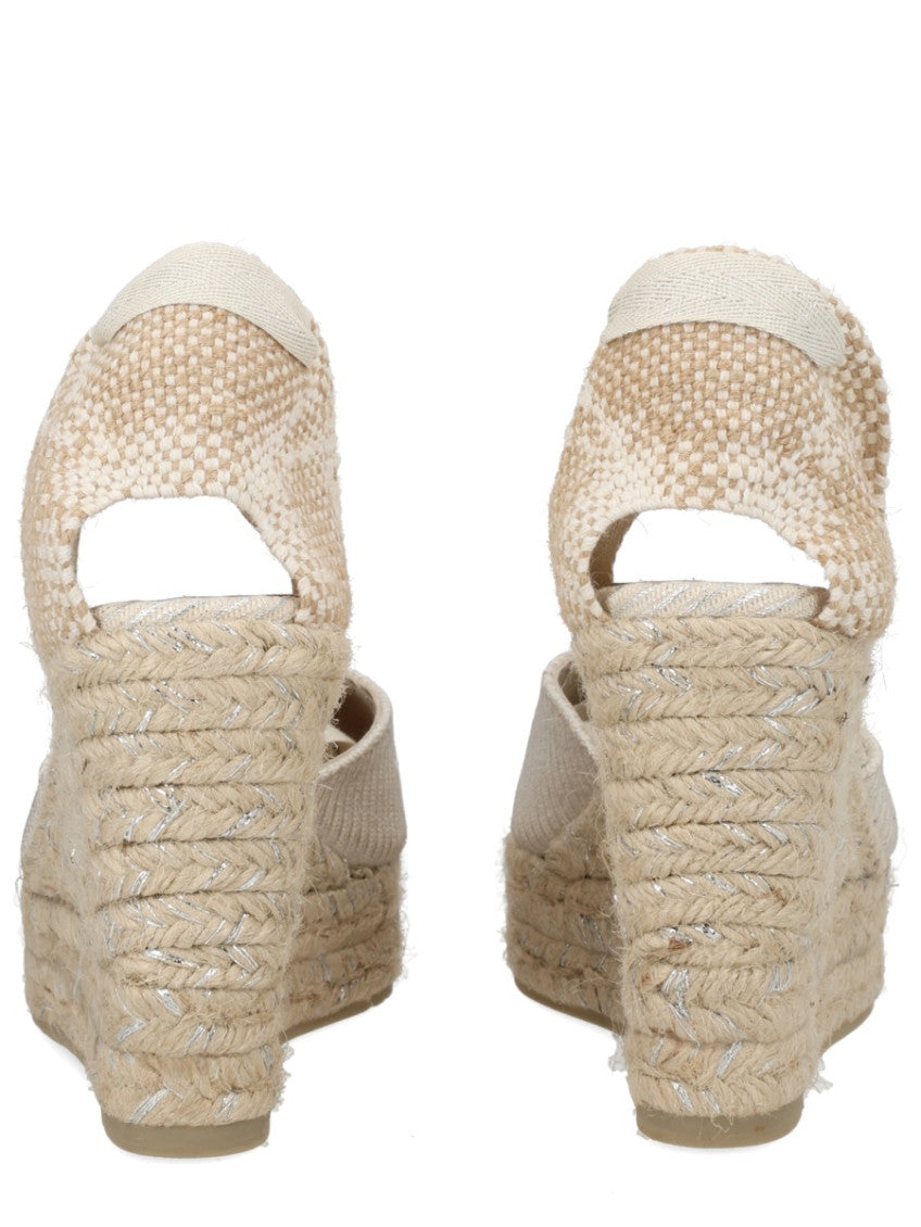 Silver Cotton Espadrille Wedges 4