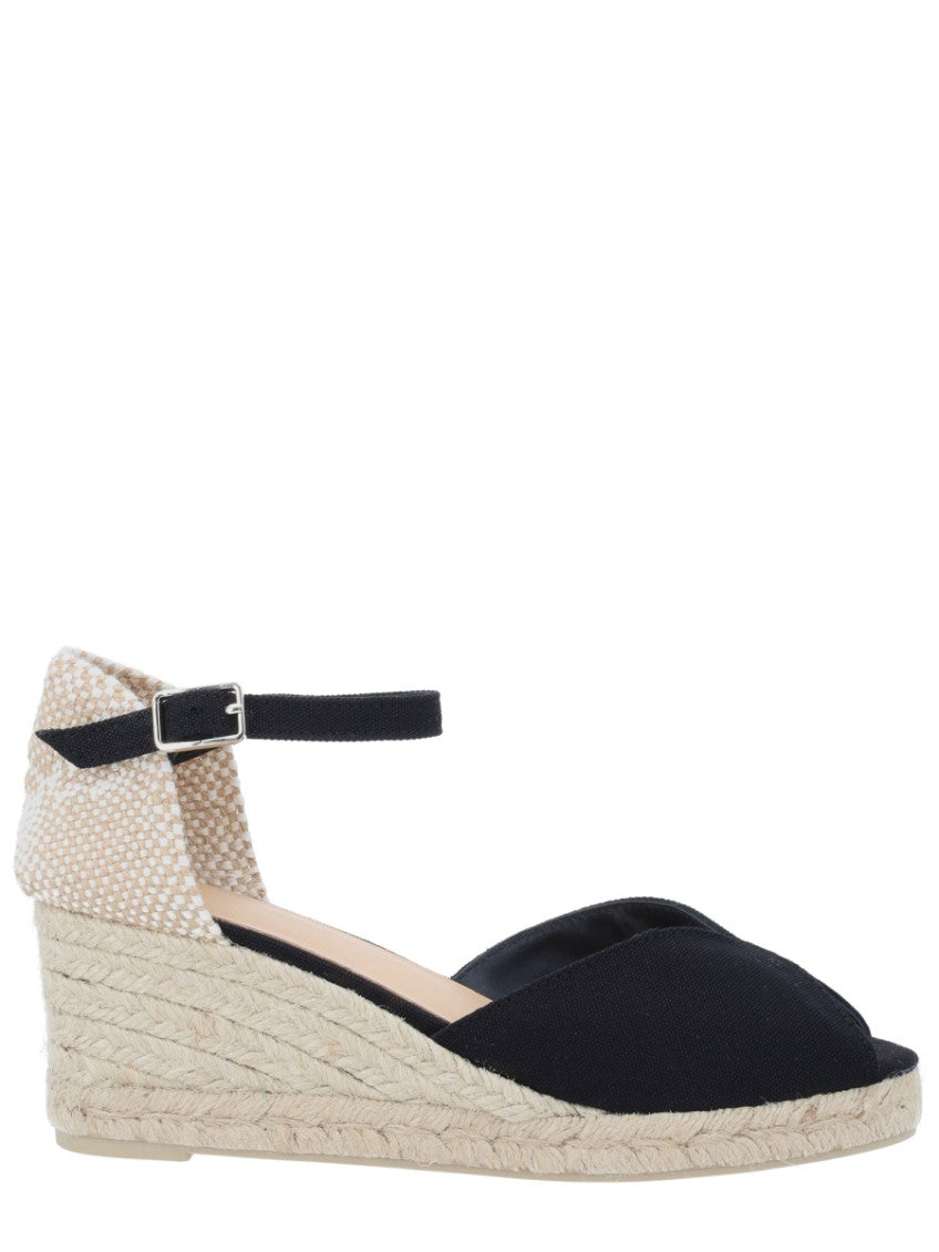 Black Cotton Espadrille Wedges 1