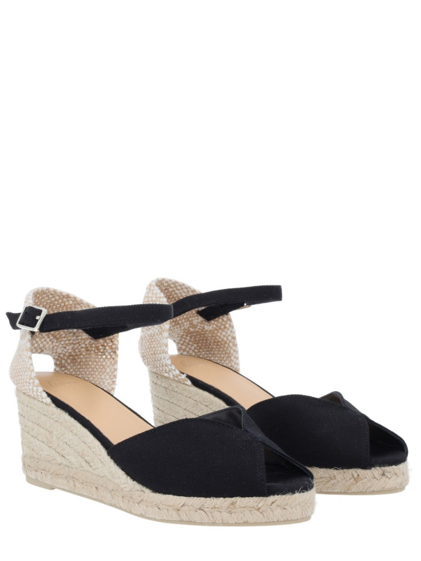 Black Cotton Espadrille Wedges 2