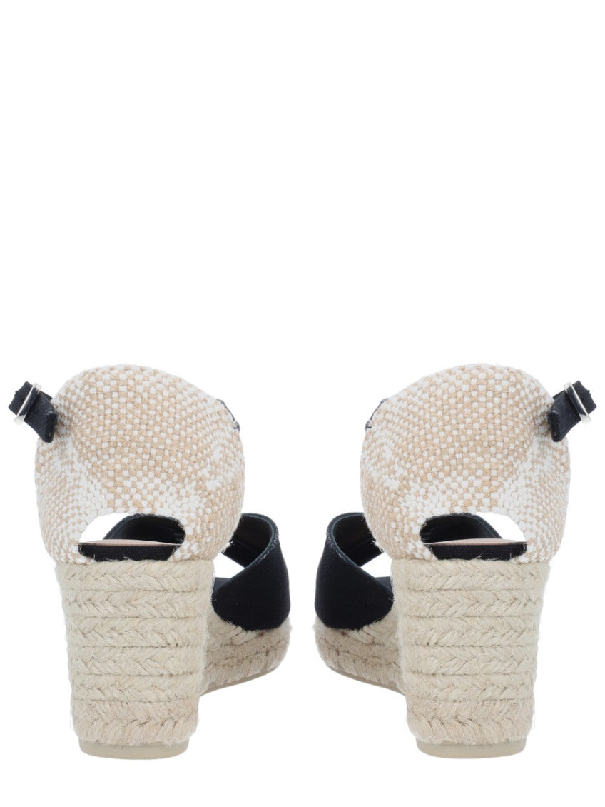 Black Cotton Espadrille Wedges 3