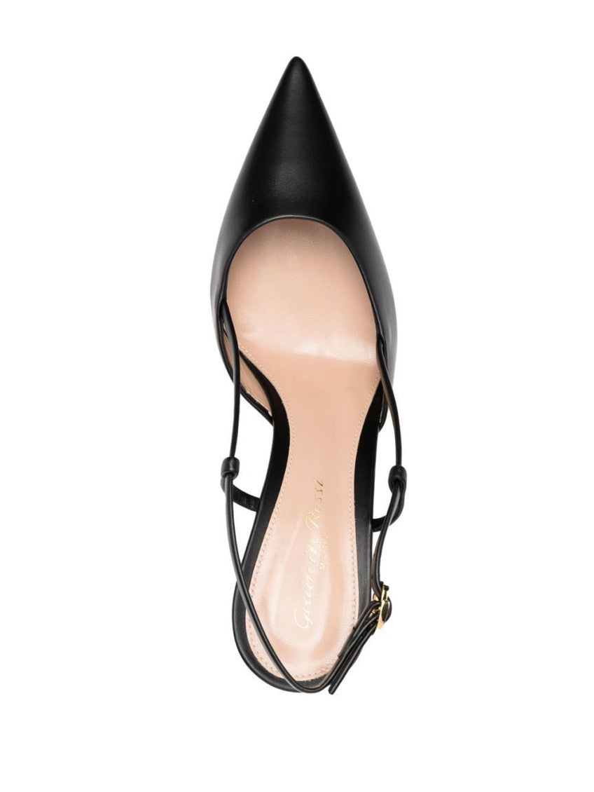 Black Leather Slingback Pumps 2