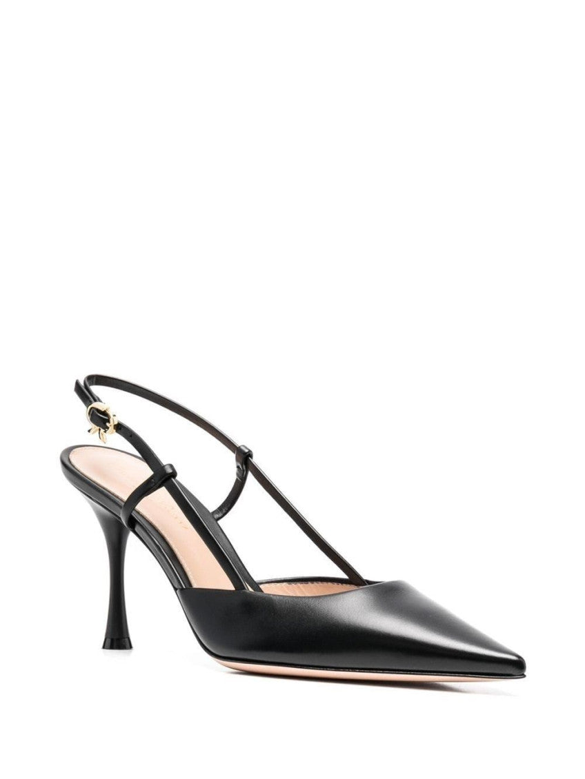 Black Leather Slingback Pumps 5