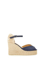 Blue Cotton Espadrille Wedges 1