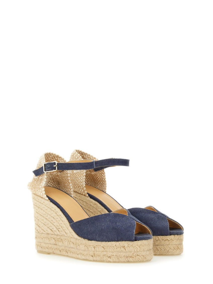 Blue Cotton Espadrille Wedges 2