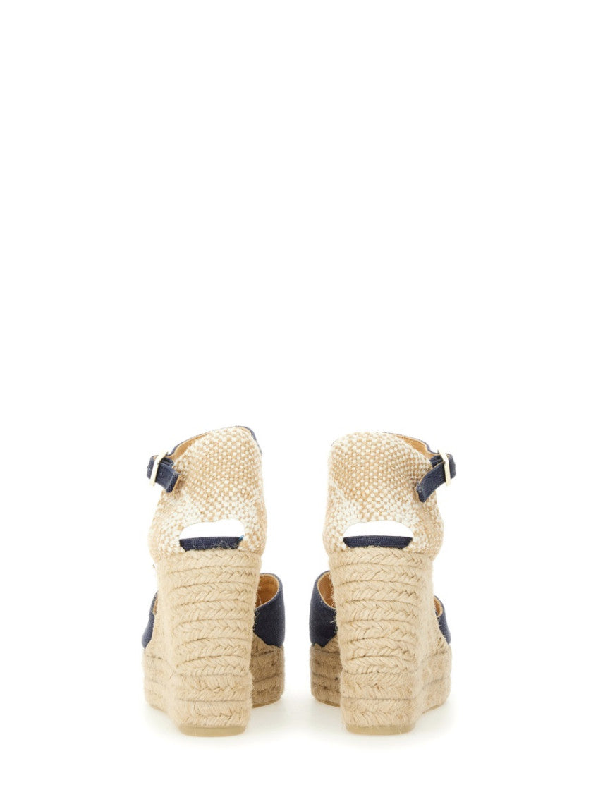 Blue Cotton Espadrille Wedges 3