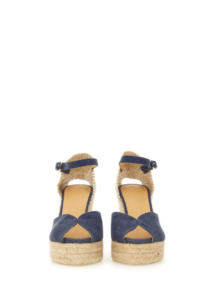 Blue Cotton Espadrille Wedges 4