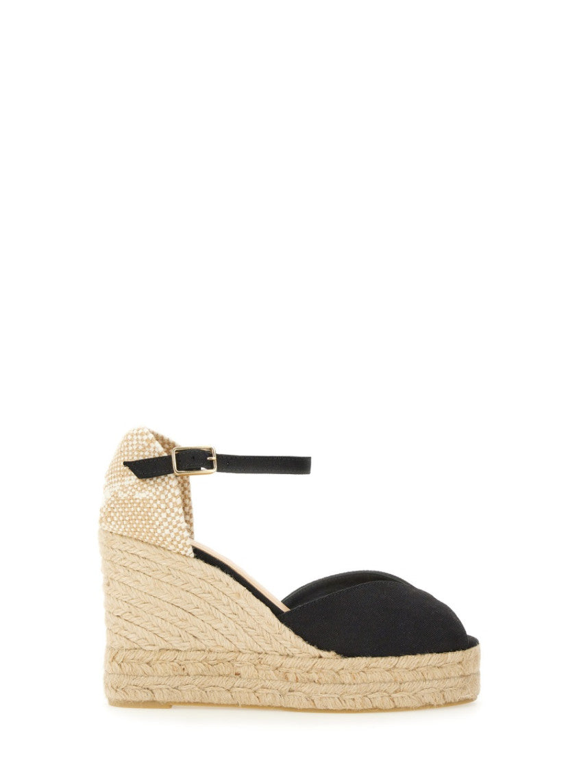 Black Cotton Espadrille Wedge 1