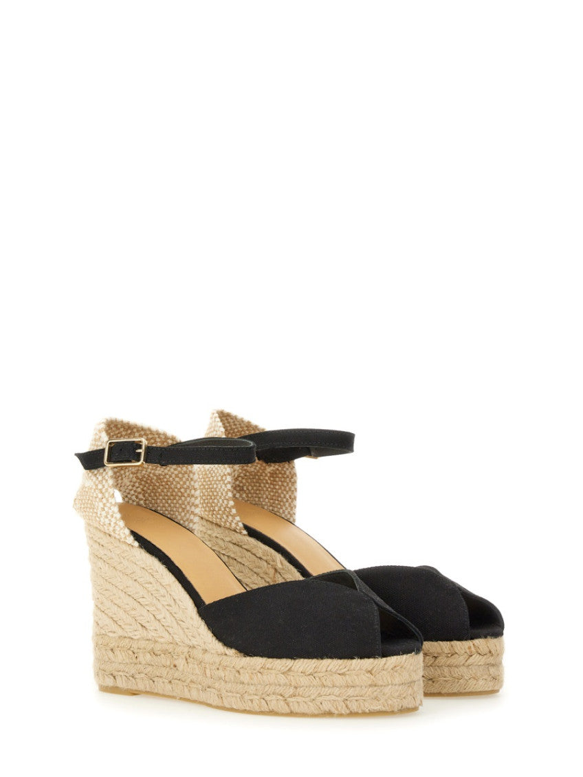 Black Cotton Espadrille Wedge 2
