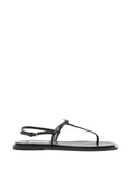 Black T-Strap Leather Sandals 1