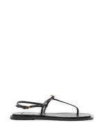 Black T-Strap Leather Sandals 1