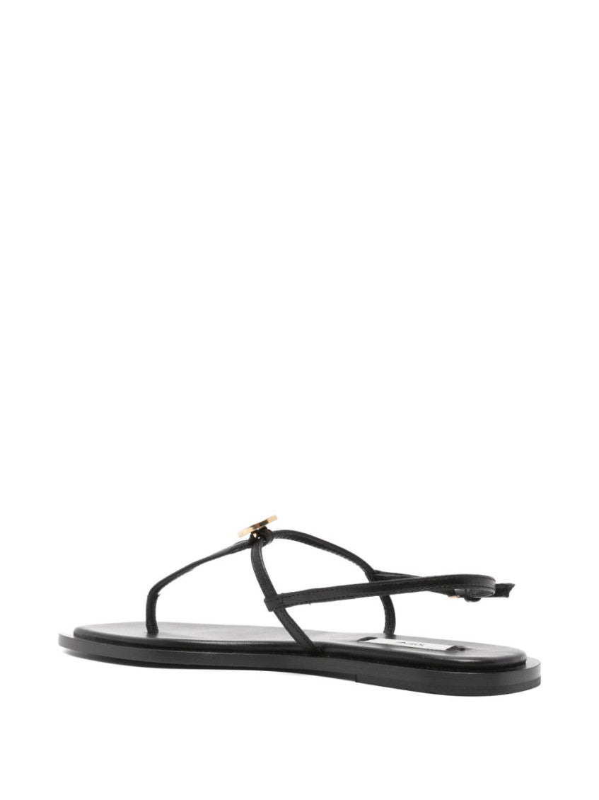 Black T-Strap Leather Sandals 2