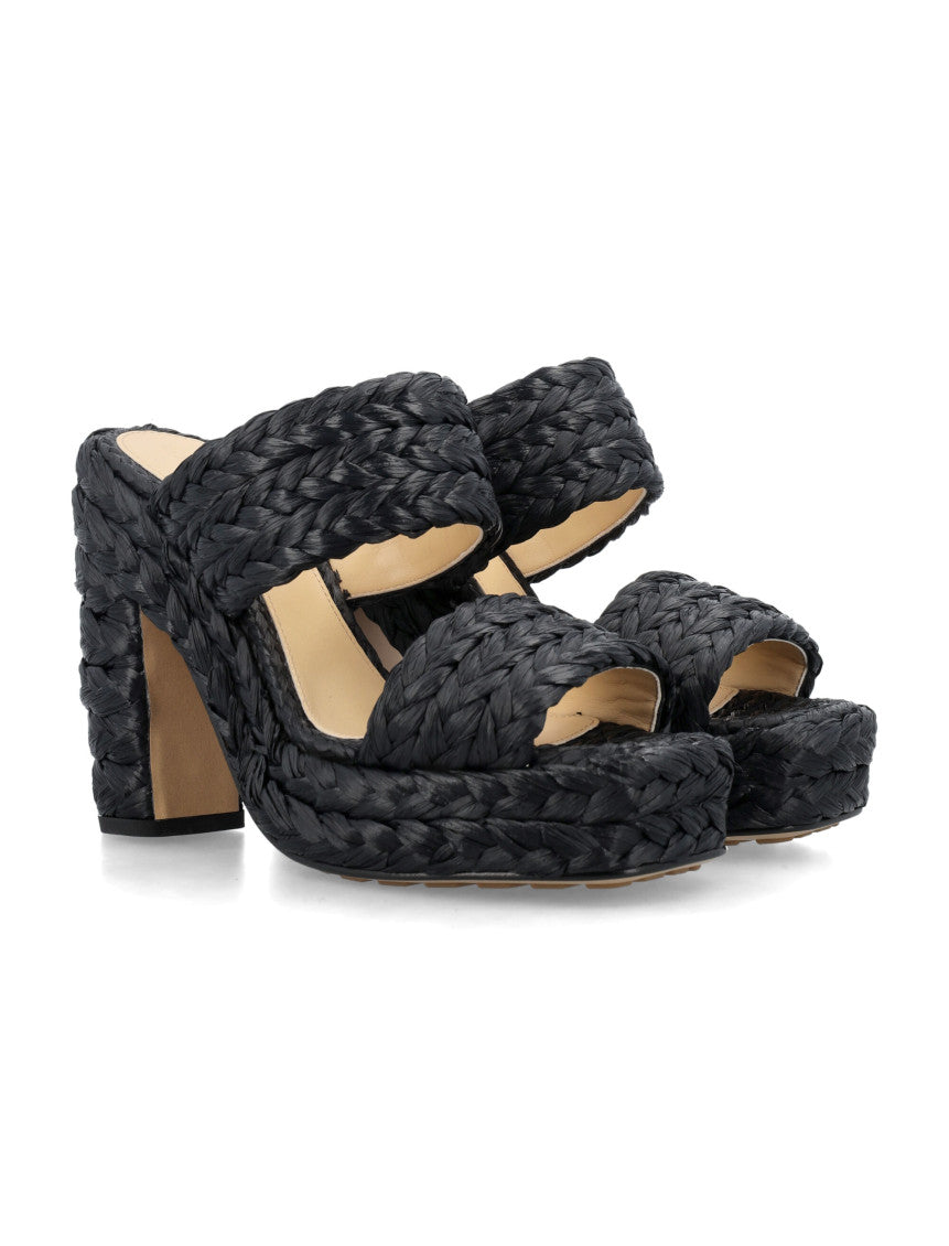 Black Woven Raffia Sandals 2