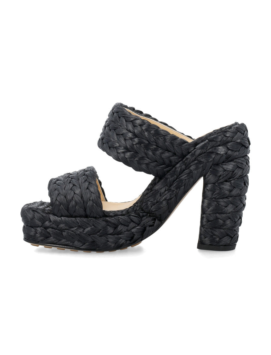 Black Woven Raffia Sandals 3