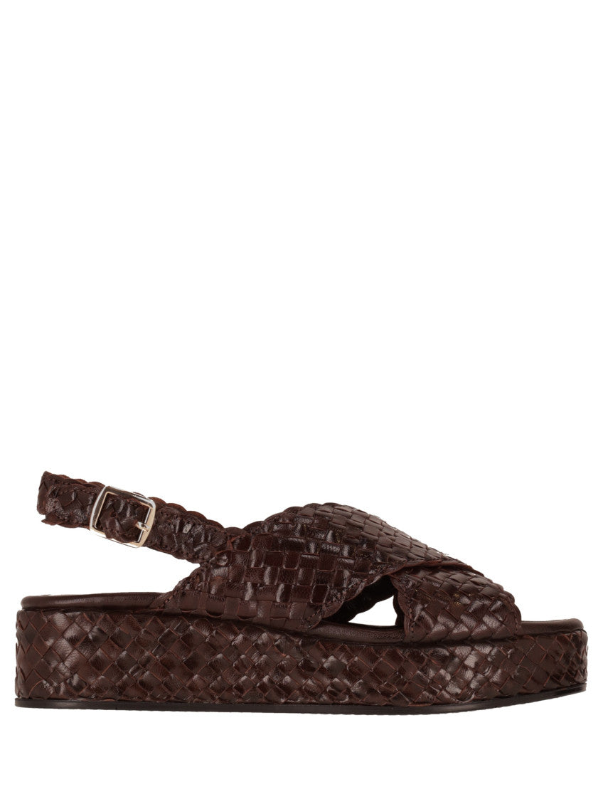 Dark Brown Woven Sandals 1