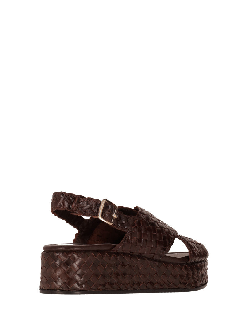 Dark Brown Woven Sandals 5