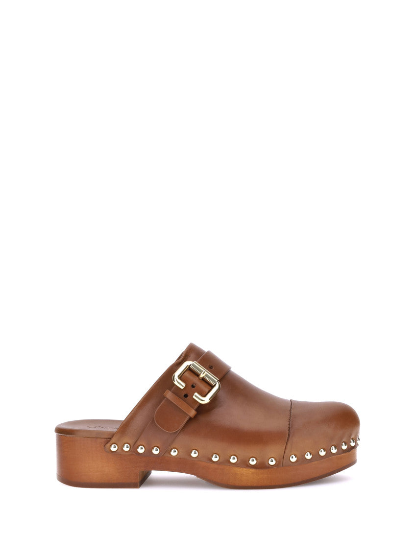 Brown Leather Mules 1