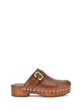 Brown Leather Mules 1
