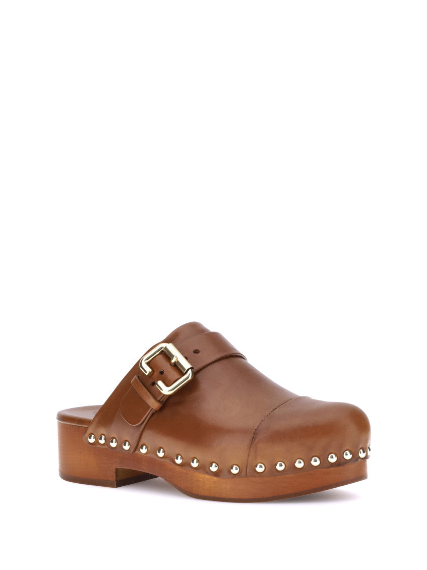 Brown Leather Mules 2