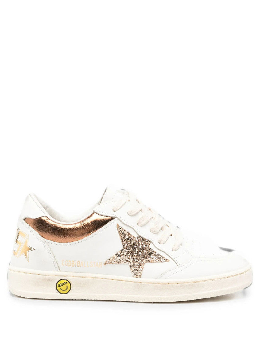 Girls White Leather Star Sneakers 1