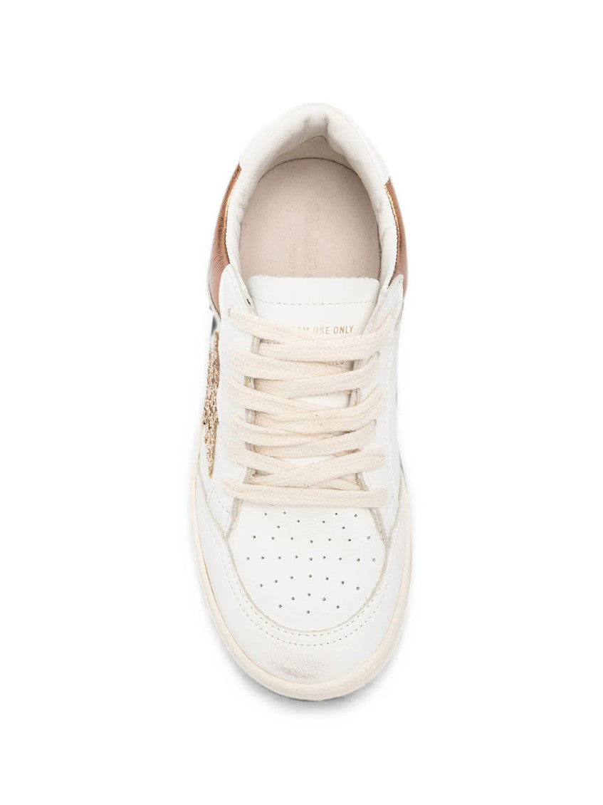 Girls White Leather Star Sneakers 2