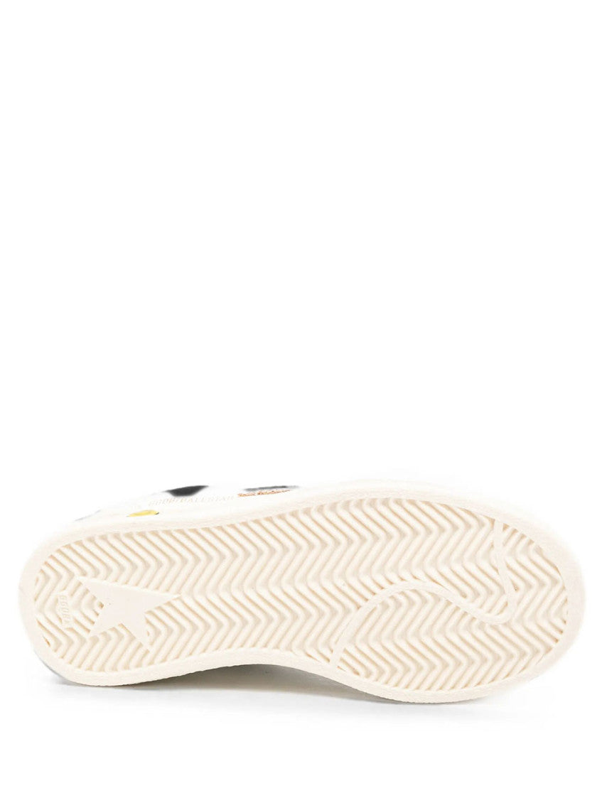 Girls White Leather Star Sneakers 4