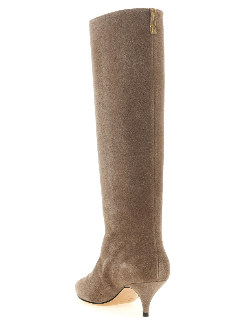 Beige High suede boots 3