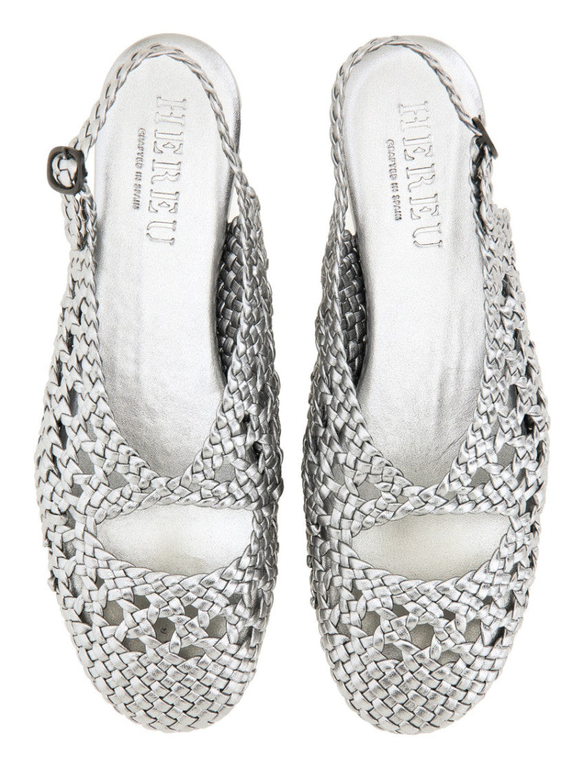 Silver Slingback Sandals 6