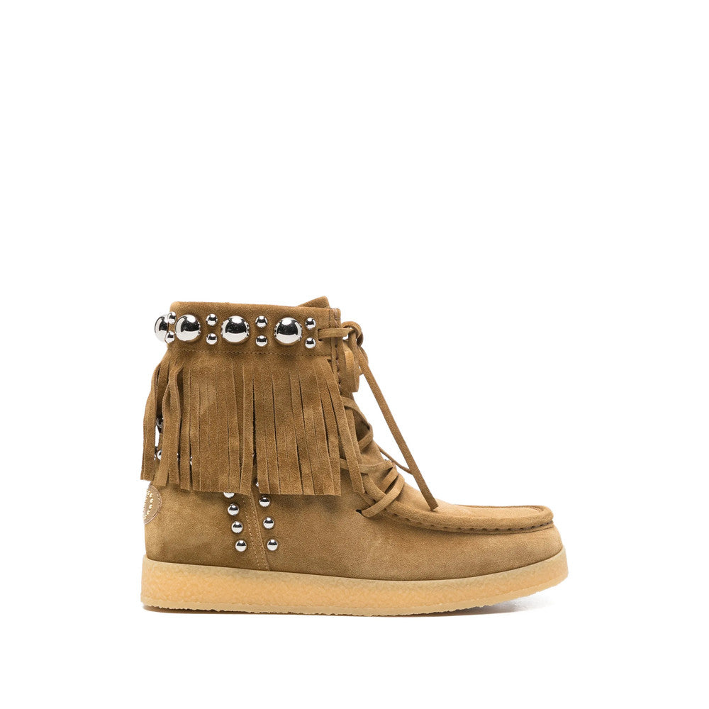 Brown Studded Fringe Boots 1