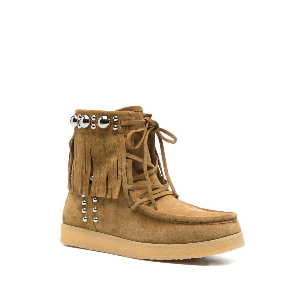 Brown Studded Fringe Boots 2