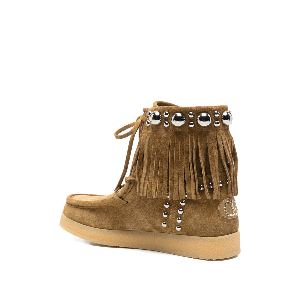 Brown Studded Fringe Boots 3