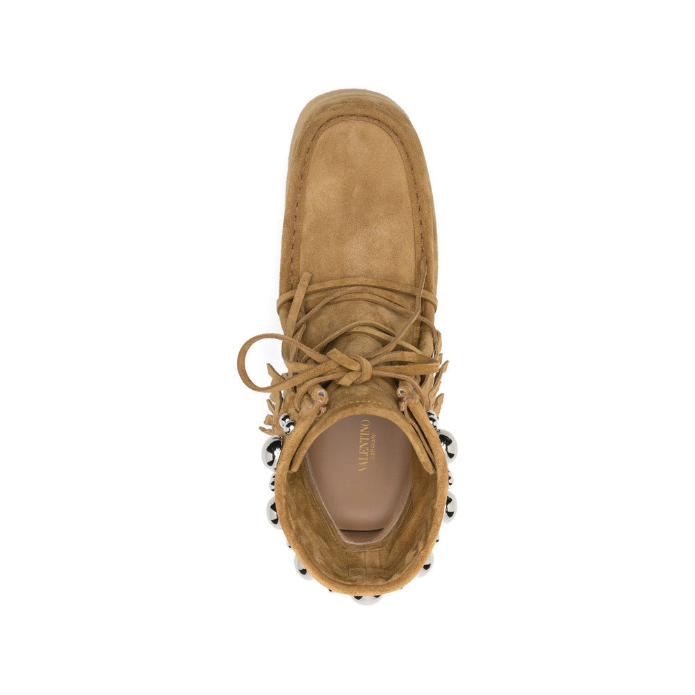 Brown Studded Fringe Boots 4