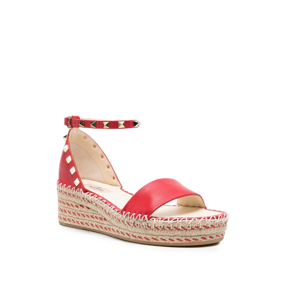 Red Studded Espadrille Wedges 2