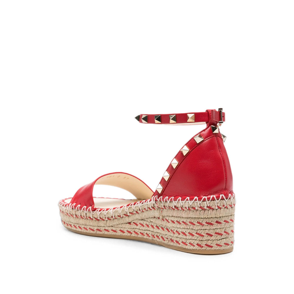 Red Studded Espadrille Wedges 3