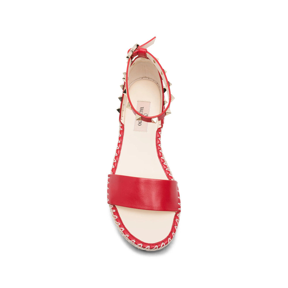 Red Studded Espadrille Wedges 4