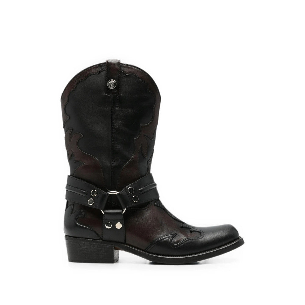 Black Embroidered Texan Boots 1