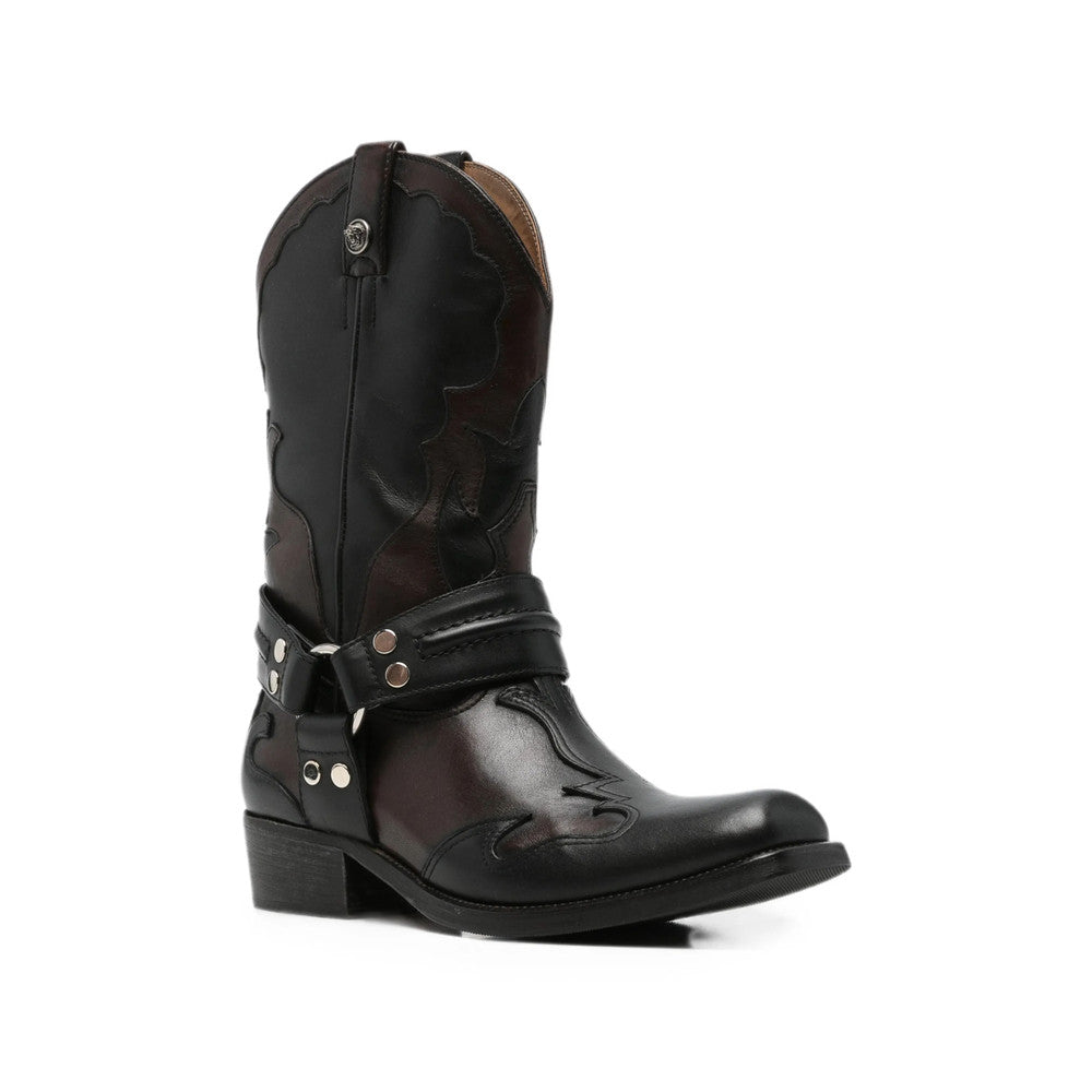 Black Embroidered Texan Boots 2