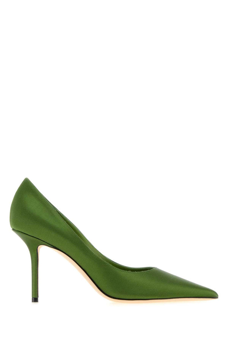 Green Satin Pumps 1