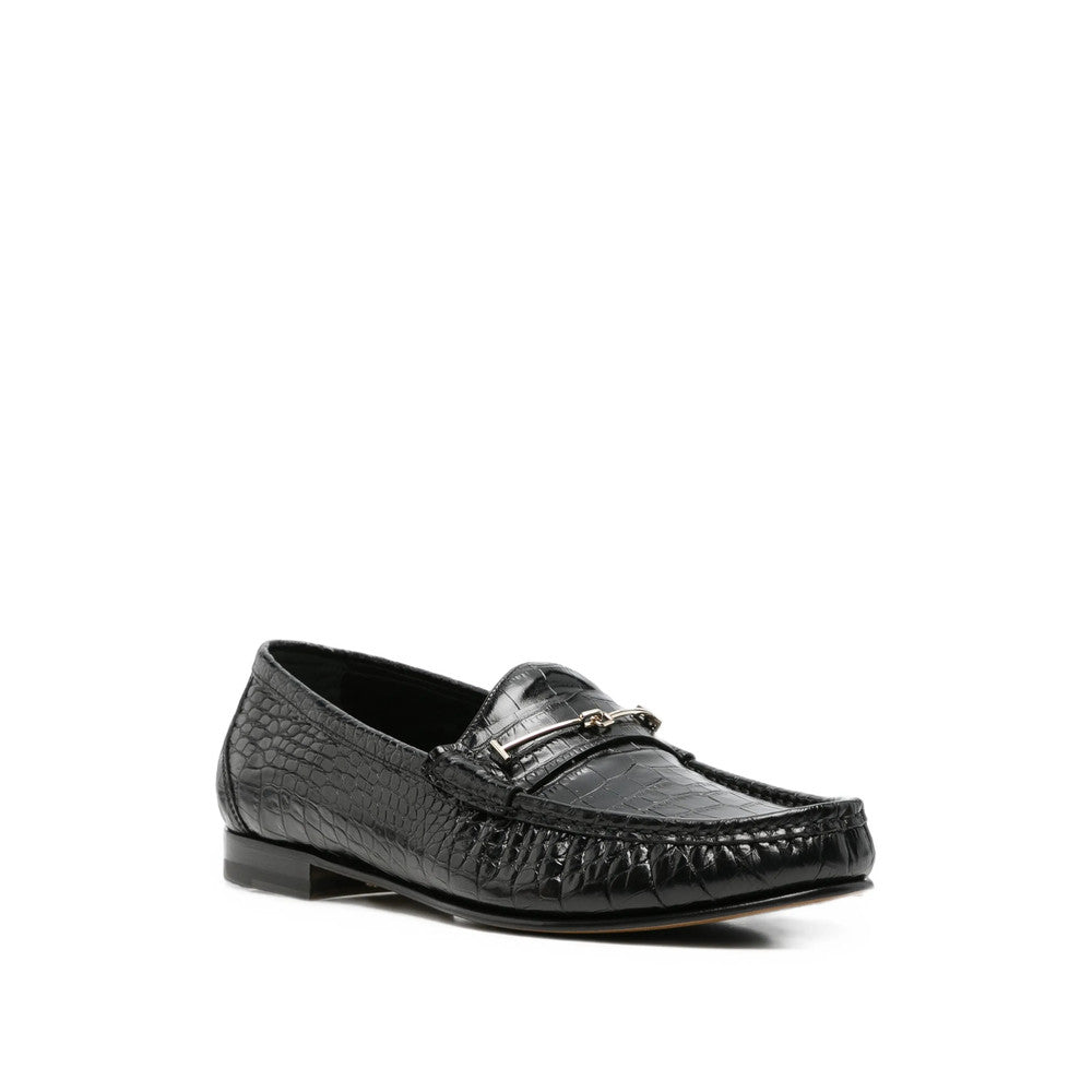 Black Textured Loafers 2
