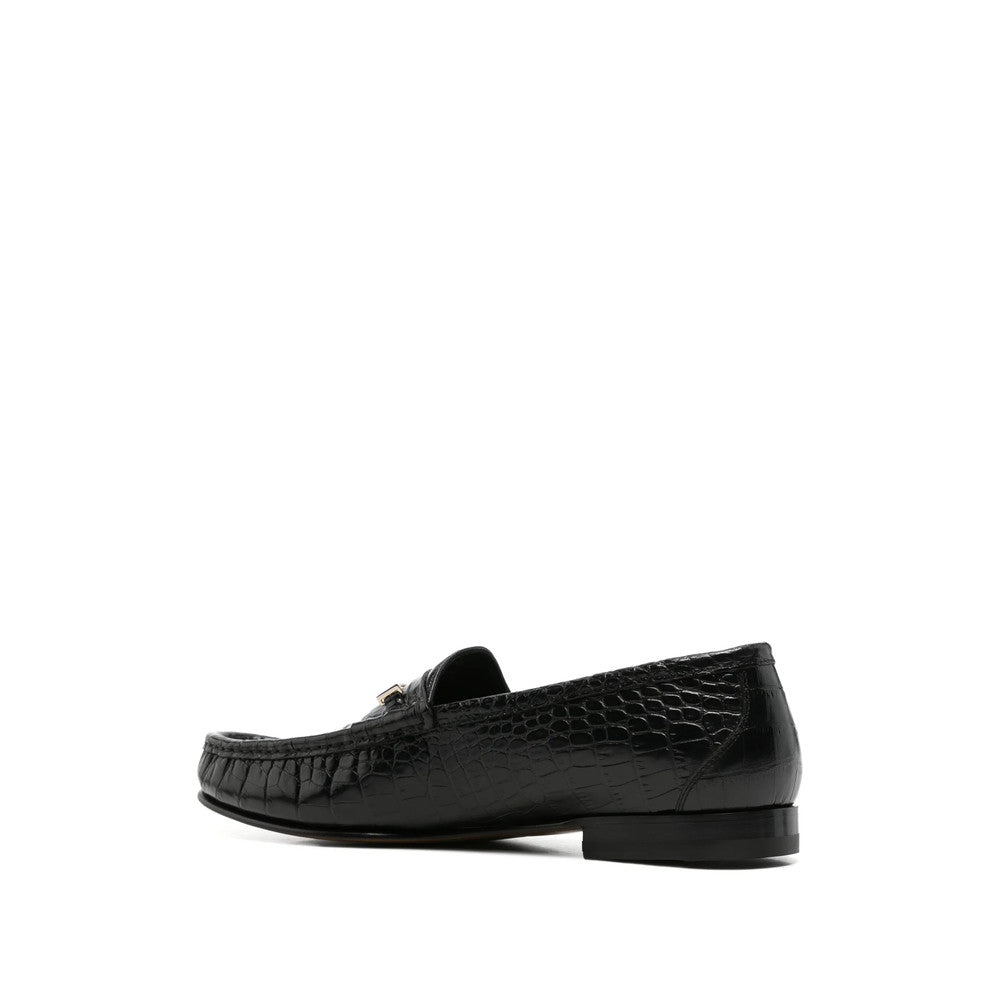 Black Textured Loafers 3