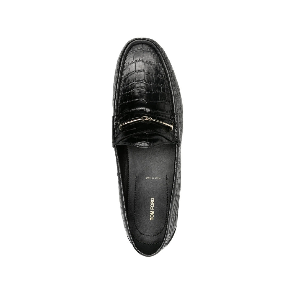 Black Textured Loafers 4