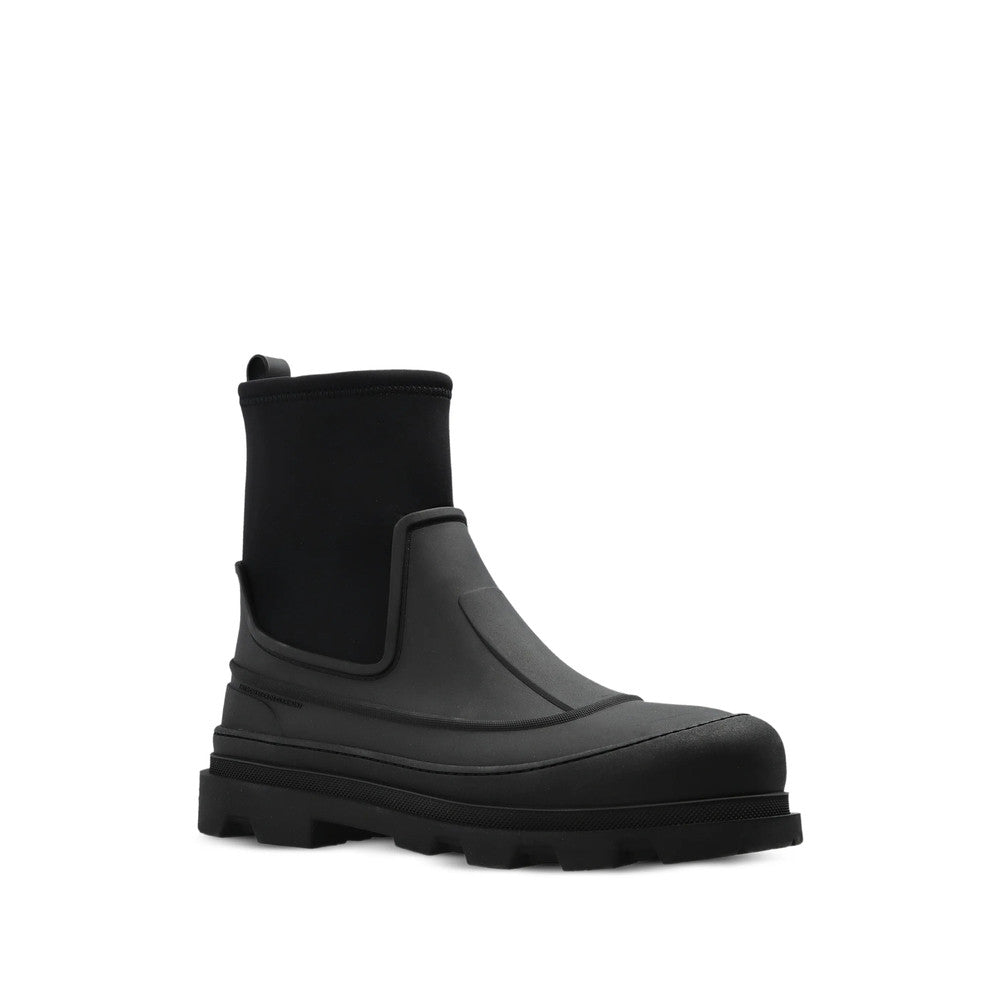 Black Solid Panelled Boots 2