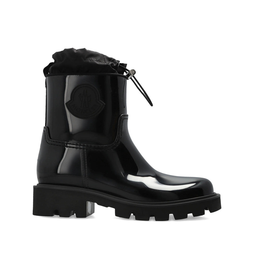 Black Logo Glossy Boots 1