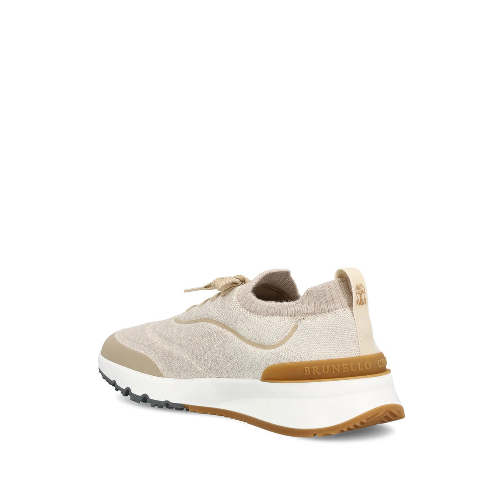 Beige Color Block Sneakers 3