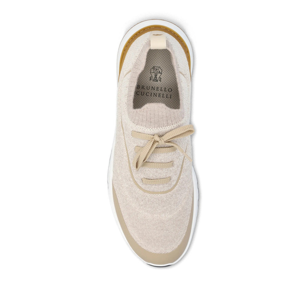 Beige Color Block Sneakers 4