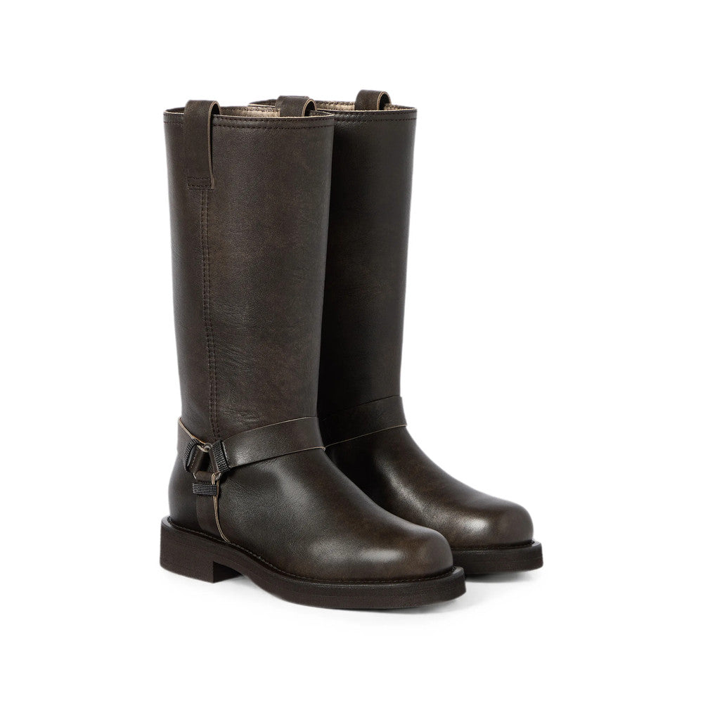 Brown Leather Monili Boots 2