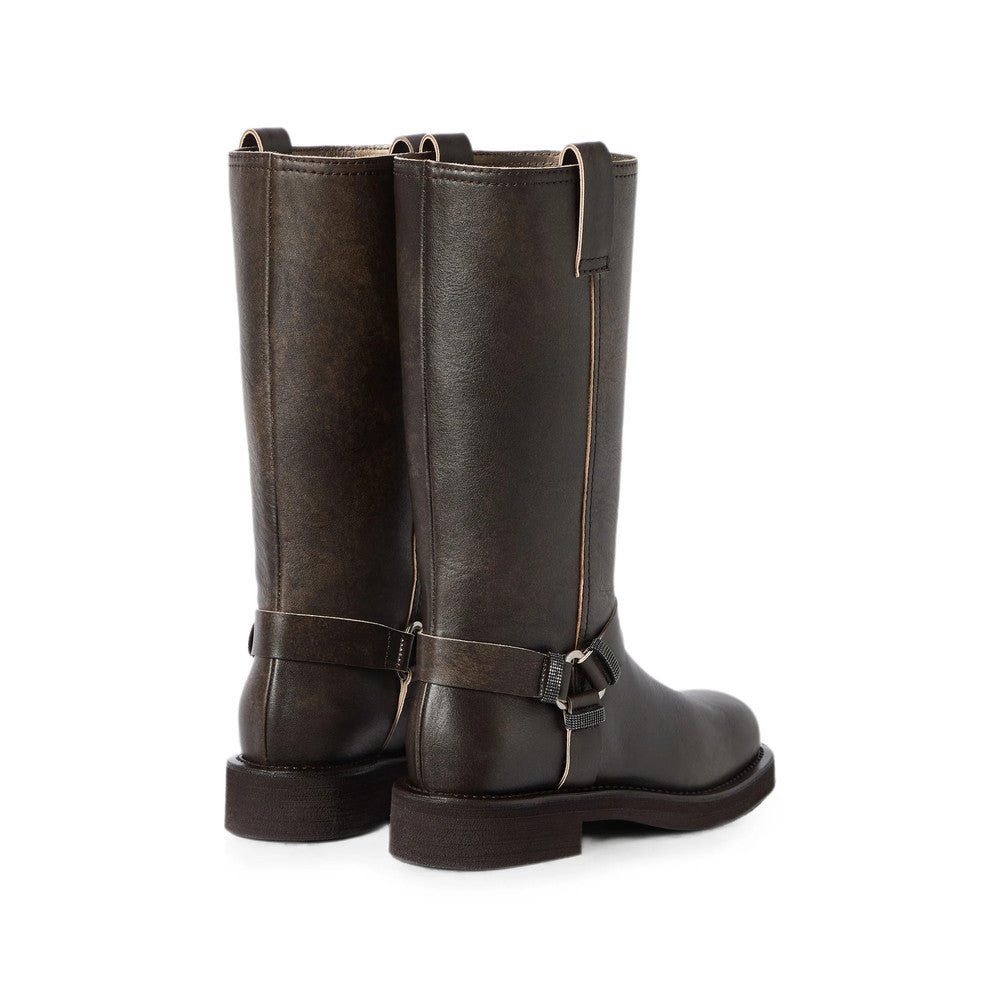 Brown Leather Monili Boots 3
