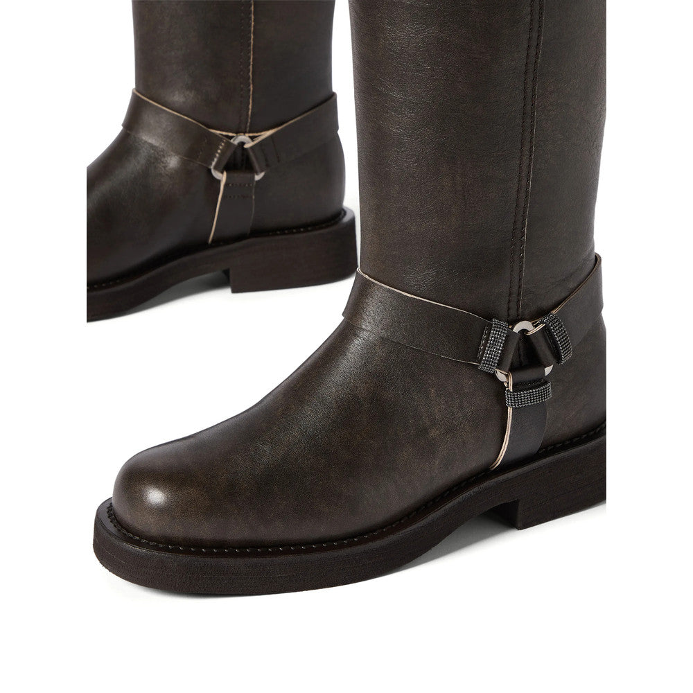 Brown Leather Monili Boots 4